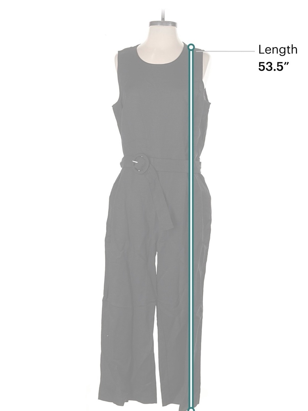 LOFT Black Sleeveless Belted Wide-Leg Jumpsuit - Picture 3 of 8